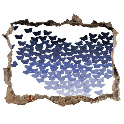 Autocolant 3D gaura cu priveliște Fluturi în adâncurile albastre