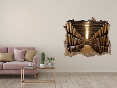 Autocolant de perete gaură 3D Interiorul unei crame cu butoaie