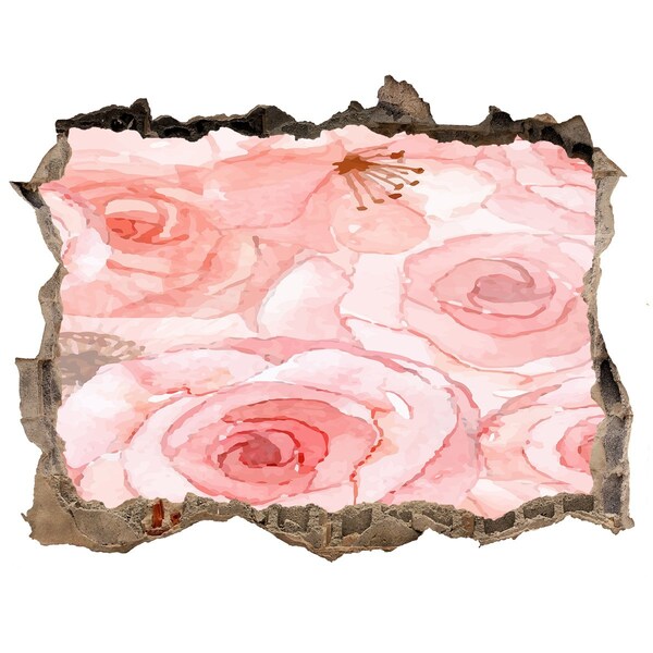 Fototapet un zid spart cu priveliște O pictură murală cu flori într-o gaură din perete