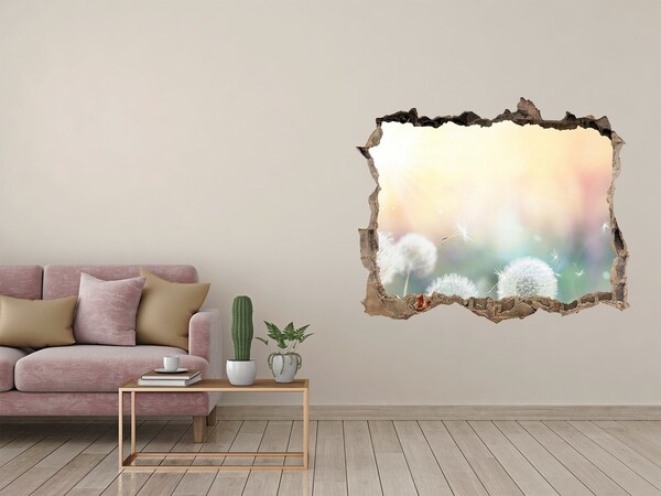 Autocolant un zid spart cu priveliște Lumea florală din spatele găurii