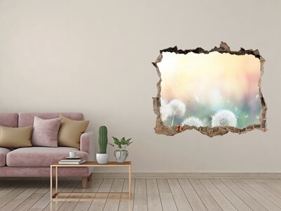 Autocolant un zid spart cu priveliște Lumea florală din spatele găurii