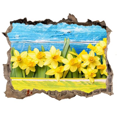 Autocolant gaură 3D Un paradis al florilor în spatele zidului