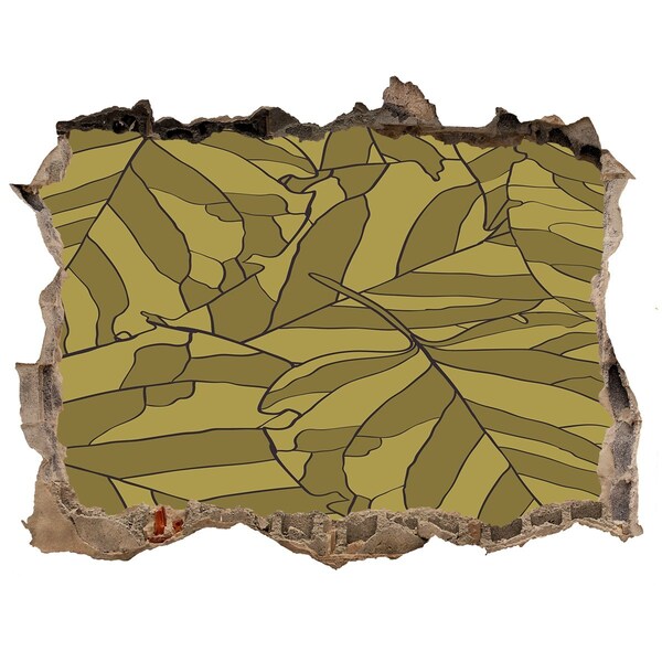 Autocolant de perete gaură 3D Frunze în beton