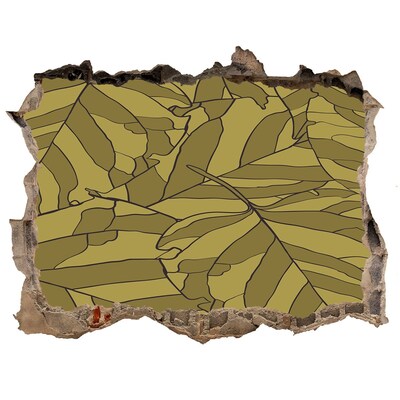 Autocolant de perete gaură 3D Frunze în beton