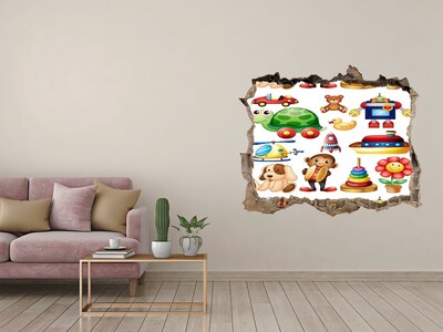 Autocolant un zid spart cu priveliște Jucării într-o lume colorată