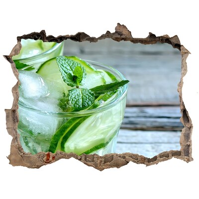 Autocolant de perete gaură 3D Un cocktail răcoritor cu mentă