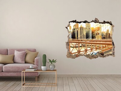 Fototapet 3D gaură în perete Podul Brooklyn la apus
