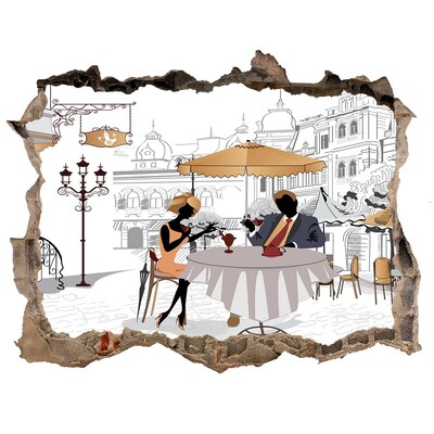 Autocolant 3D gaura cu priveliște Cafenea în stil european