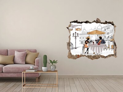 Autocolant 3D gaura cu priveliște Cafenea în stil european