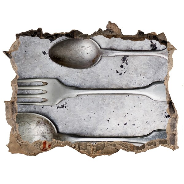 Autocolant autoadeziv gaură Un perete spart cu vedere la tacâmuri