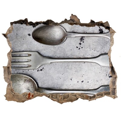 Autocolant autoadeziv gaură Un perete spart cu vedere la tacâmuri