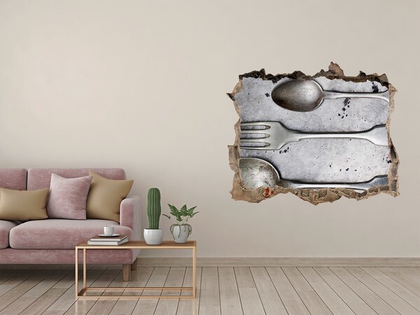 Autocolant autoadeziv gaură Un perete spart cu vedere la tacâmuri