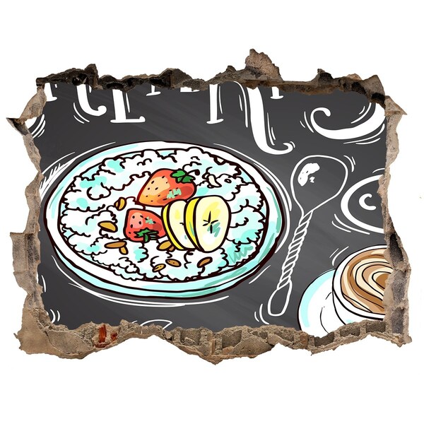 Fototapet 3D gaură în perete Mic dejun retro