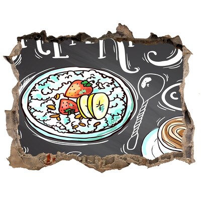 Fototapet 3D gaură în perete Mic dejun retro