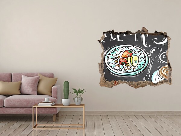 Fototapet 3D gaură în perete Mic dejun retro