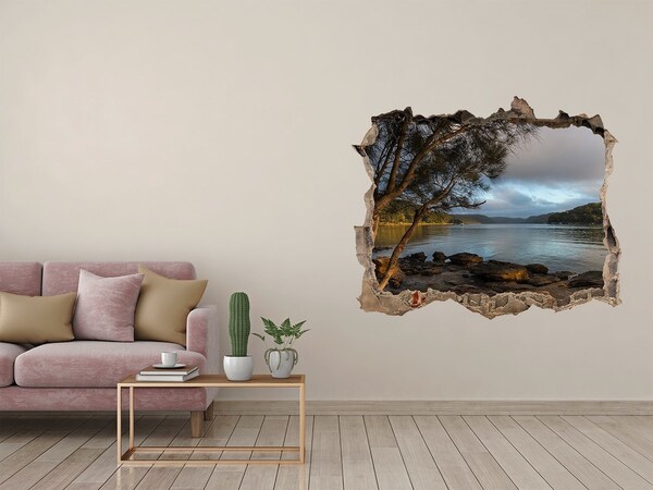 Fototapet un zid spart cu priveliște Pace lângă apă