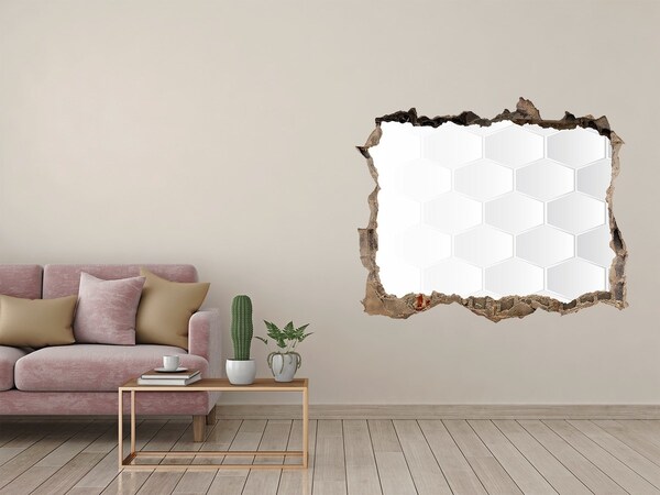 Autocolant gaură 3D Zid spart cu model hexagonal