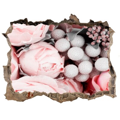 Fototapet 3D gaură în perete Un paradis al florilor în spatele zidului