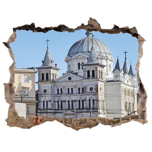 Fototapet 3D gaură în perete Catedrala istorică din oraș