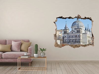 Fototapet 3D gaură în perete Catedrala istorică din oraș