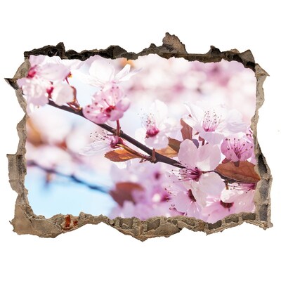 Autocolant 3D gaura cu priveliște O oază florală în spatele peretelui