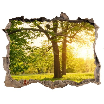 Autocolant 3D gaura cu priveliște Un paradis verde printre copaci