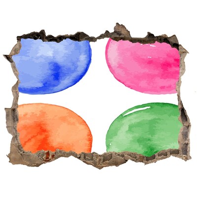 Autocolant 3D gaura cu priveliște Bile colorate într-o gaură din perete