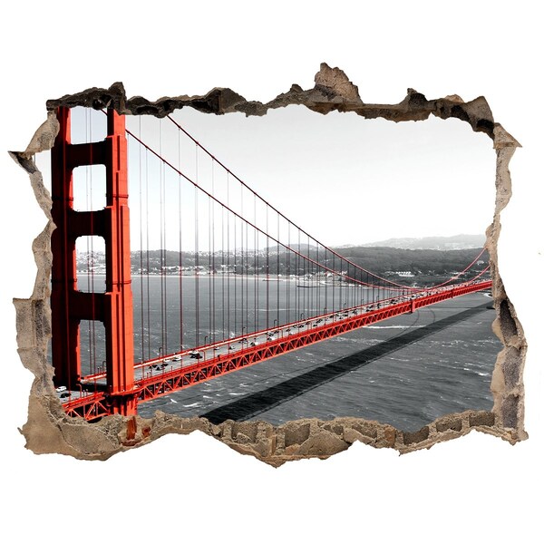 Fototapet 3D gaură în perete Podul Golden Gate din San Francisco