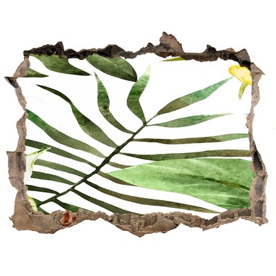 Autocolant gaură 3D Palmier verde printr-o gaură în perete