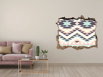 Autocolant un zid spart cu priveliște Geometrie în gaură