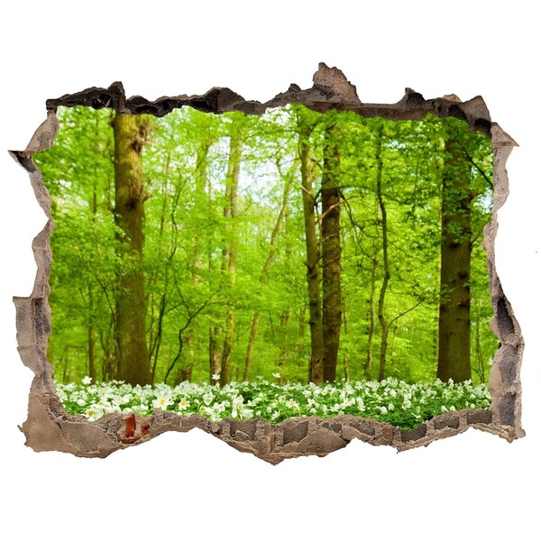 Autocolant de perete gaură 3D O pădure verde înflorită
