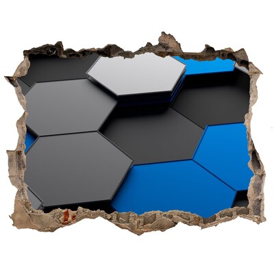 Autocolant gaură 3D Hexagonuri moderne în perete