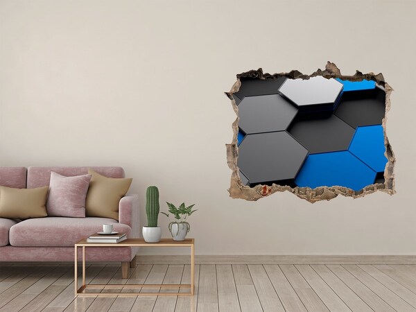 Autocolant gaură 3D Hexagonuri moderne în perete