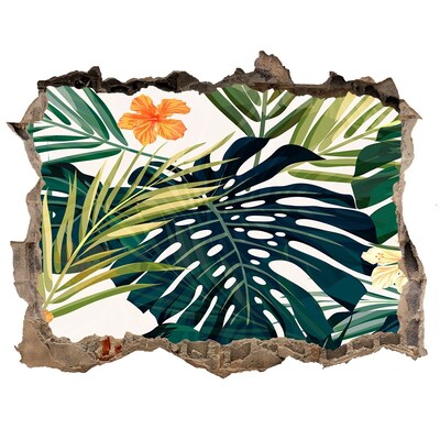 Autocolant un zid spart cu priveliște Un paradis tropical printre frunze