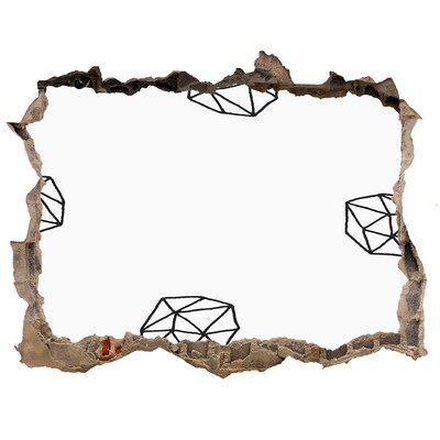 Autocolant 3D gaura cu priveliște Diamante de aur într-o gaură în perete