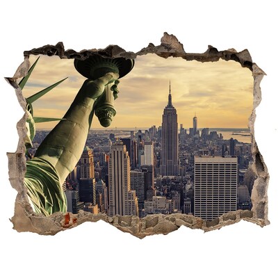 Autocolant de perete gaură 3D New York cu vedere la Statuia Libertății