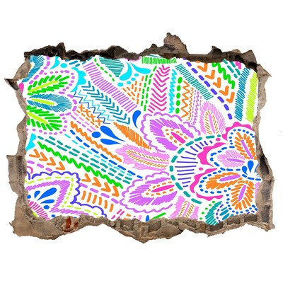 Autocolant un zid spart cu priveliște Model floral în culorile curcubeului