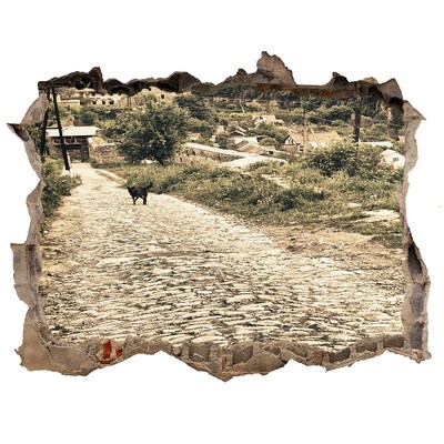 Autocolant de perete gaură 3D Un drum de țară fermecător