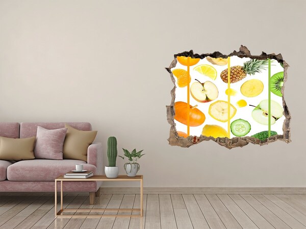 Fototapet un zid spart cu priveliște Fructe proaspete în beton