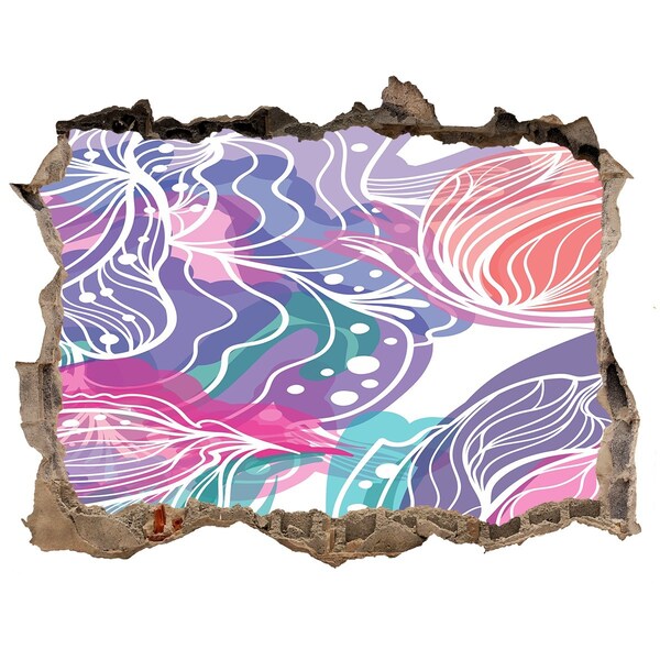 Fototapet 3D gaură în perete Gaură în modele florale de perete