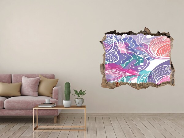 Fototapet 3D gaură în perete Gaură în modele florale de perete