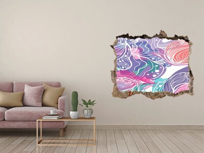 Fototapet 3D gaură în perete Gaură în modele florale de perete