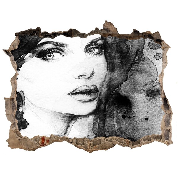 Autocolant gaură 3D Portret într-o gaură în perete