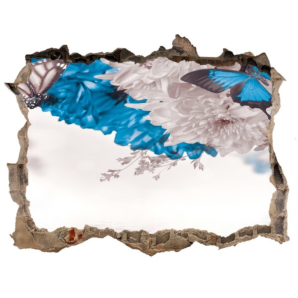 Autocolant un zid spart cu priveliște Peisaj floral cu fluturi