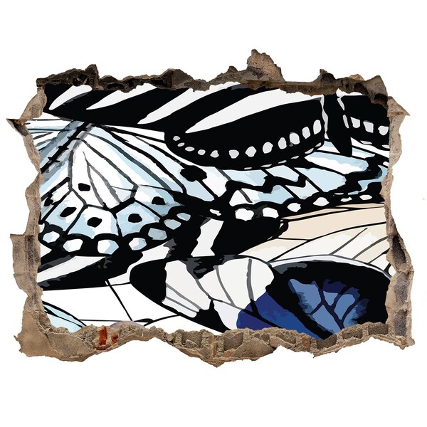 Autocolant un zid spart cu priveliște Fluturi într-o compoziție colorată