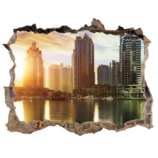 Fototapet 3D gaură în perete Dubai apus de soare