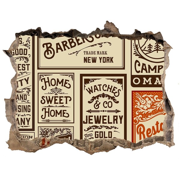 Autocolant autoadeziv gaură Postere vintage elegante pe fundalul peretelui