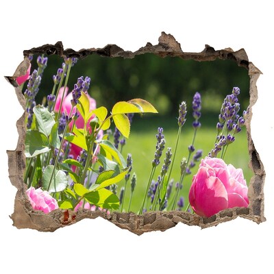 Fototapet un zid spart cu priveliște Un paradis al florilor în spatele zidului