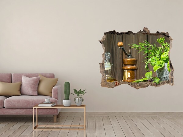 Autocolant gaură 3D Colț de plante aromatice în bucătărie