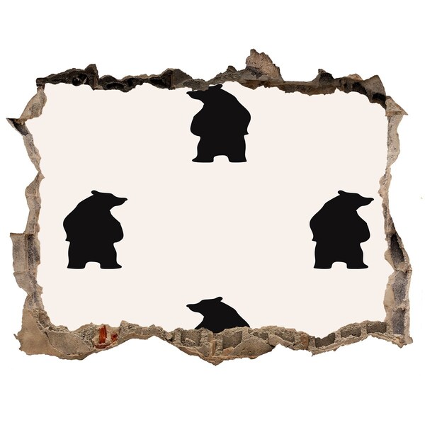 Autocolant autoadeziv gaură Urși negri pe un zid în ruine